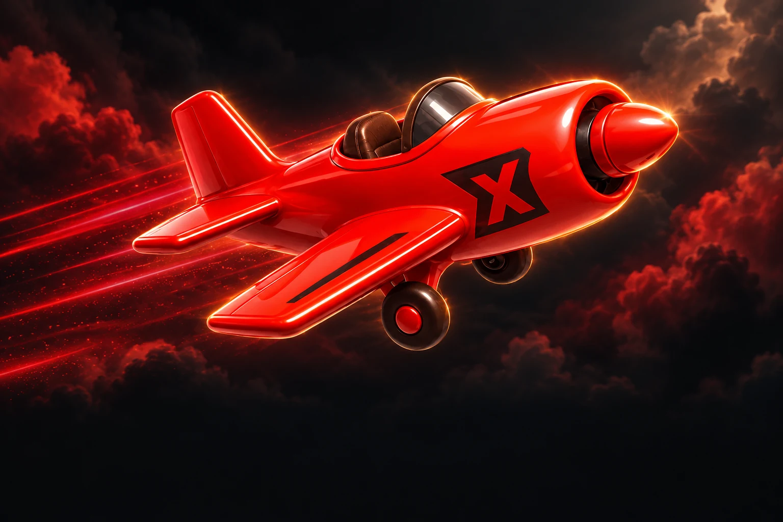 Glossy red UONO Aviator 2 cartoon aircraft with X marking