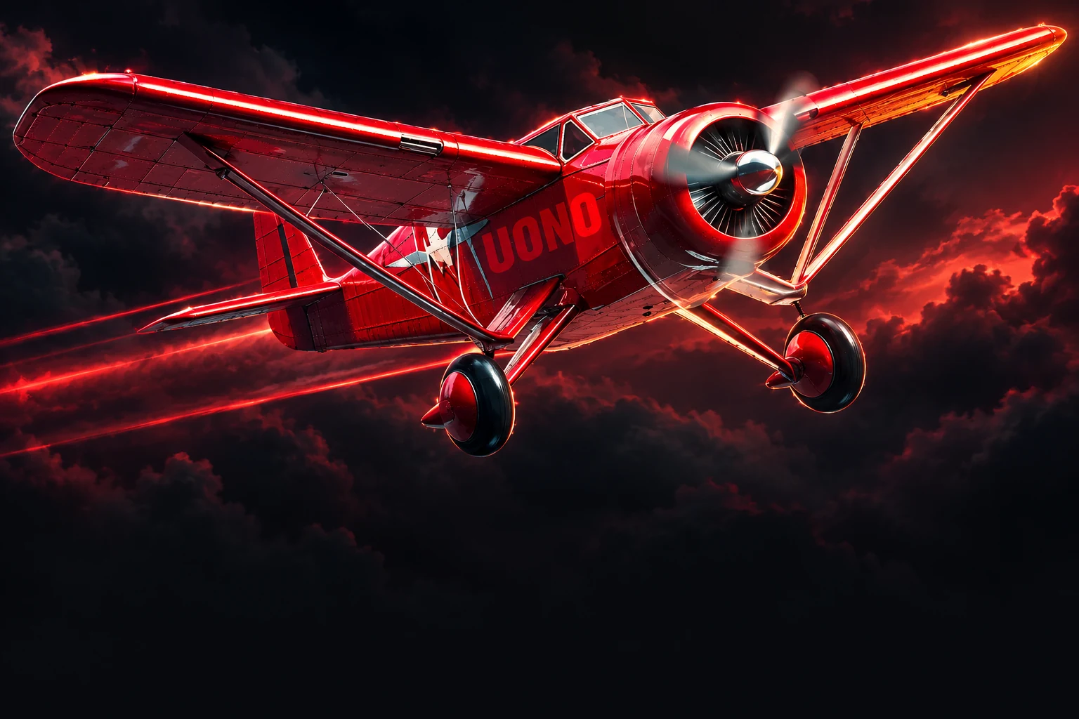 Realistic red UONO Aviator biplane